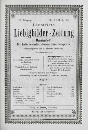 III. Jahrgang. No. 2 (Lfd. No. 26). (Hamburg, 1. Februar 1898.)
