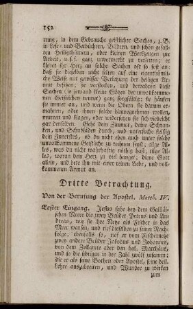 Dritte Betrachtung. Von der Berufung der Apostel. Matth. IV.