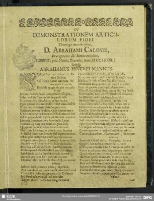 In Demonstrationem Articulorum Fidei