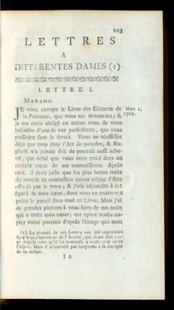 Lettres A Differentes Dames (I)