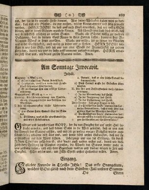289-293, Inhalt; Eingang; Evangelium