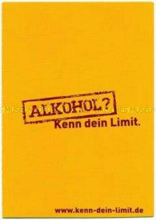Klappkarte gegen Alkohol-Missbrauch