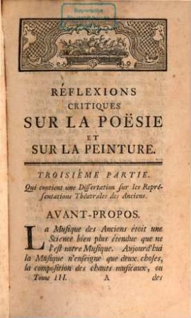 Réflexions Critiques Sur La Poësie Et Sur La Peinture, 3