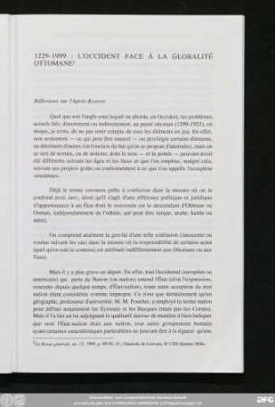 1229-1999: L'Occident Face À La Globalité Ottomane