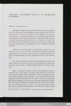 1229-1999: L'Occident Face À La Globalité Ottomane