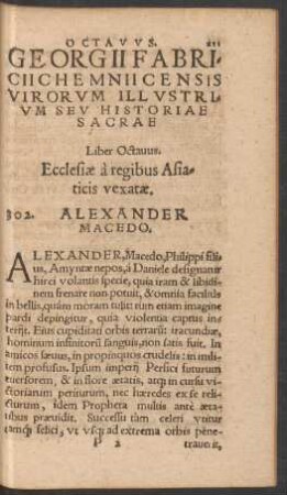 Georgii Fabricii Chemnicensis Virorum Illustrium Seu Historiae Sacrae Liber Octavus. Ecclesiae a regibus Asiaticis vexatae.