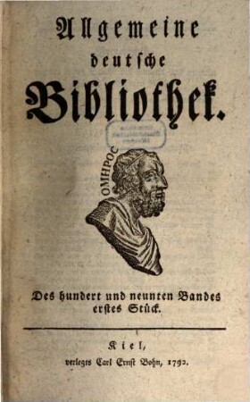 Allgemeine deutsche Bibliothek. 109. 1792