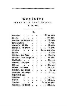 Register über alle drei Bände