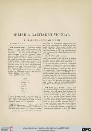 Miliaria Raetiae et Viciniae