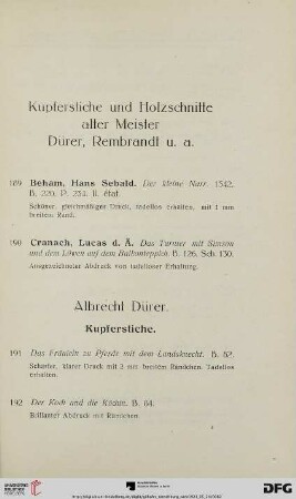 Kupferstiche und Holzschnitte alter Meister Dürer, Rembrandt (Nr. 189-209)