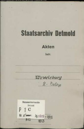 Belegakten zum Heiratsregister der katholischen Gemeinde Wewelsburg, Kreis Büren (1808-1811, 1813)