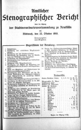 22. Oktober 1919