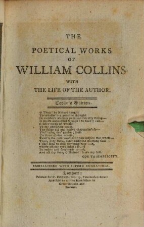 The Poetical works of William Collins