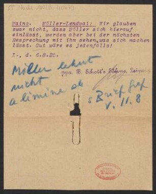 Brief an B. Schott's Söhne