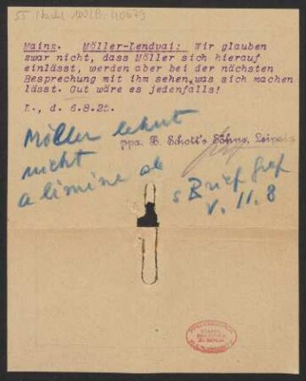 Brief an B. Schott's Söhne