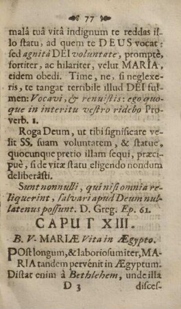 Caput XIII. B. V. Mariæ vita in Ægypto.
