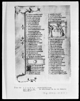 Le pélerinage de la vie humaine — Zwei Miniaturen, Folio 68verso