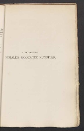 II. Abtheilung. Gemälde moderner Künstler