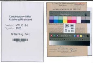 Entnazifizierung Fritz Schlichting , geb. 22.10.1889 ()
