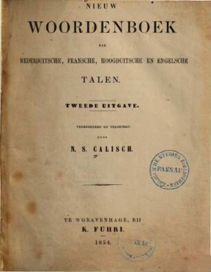 Nieuw woordenboek der nederduitsche, fransche, hoogduitsche en engelsche talen