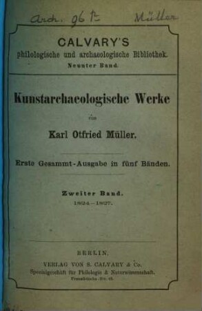 Kunstarchaeologische Werke. 2, 1824 - 1827
