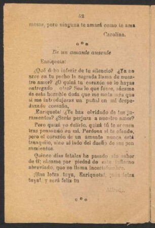 De un amante ausente.