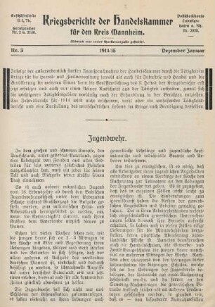 3.1915: Kriegsberichte der Handelskammer für den Kreis Mannheim