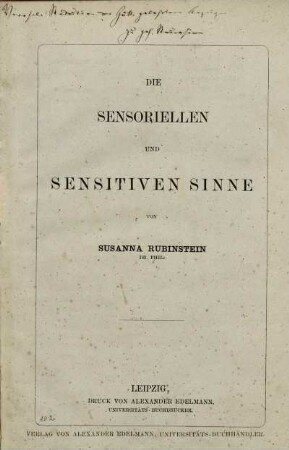 Die sensoriellen und sensitiven Sinne