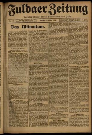 Erste Ausgabe vom Freitag, den 04. März 1921.