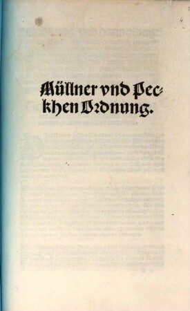 Müllner vnd Peckhen Ordnung