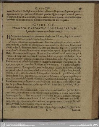 Caput XIV. Solutio Rationum Contrariarum è partibus totum concludentium