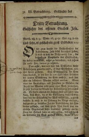 Dritte Betrachtung. Geschichte des offenen Grabes Jesu.