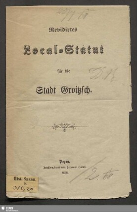 Revidirtes Local-Statut für die Stadt Groitzsch