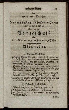 Verzeichniß.
