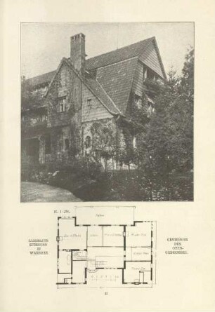 Landhaus Springer in Wannsee. Grundriss des Obergeschosses