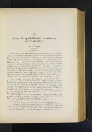XII. Ueber die spindelförmige Erweiterung der Speiseröhre.