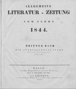 1844: Allgemeine Literatur-Zeitung