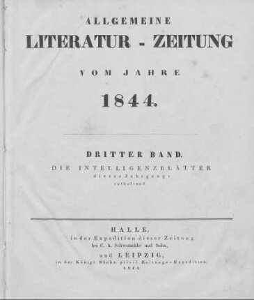 1844: Allgemeine Literatur-Zeitung