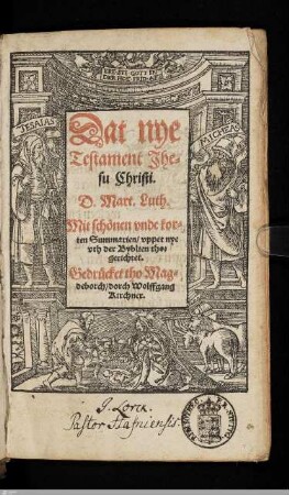 Dat nye Testament Jhesu Christi. D. Mart. Luth. : Mit schönen vnde korten Summarien, vppet nye vth der Byblien thogerichtet