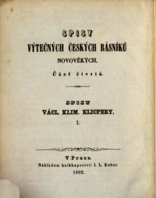 Spisy Václ. Klim. Klicpery, 1