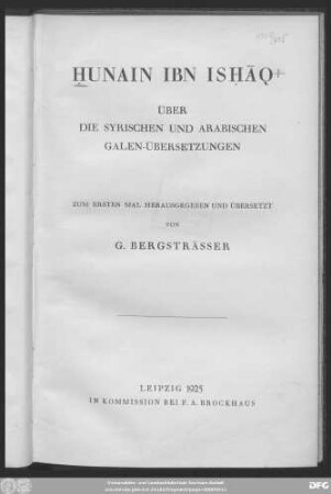 Über die syrischen und arabischen Galen-Übersetzungen