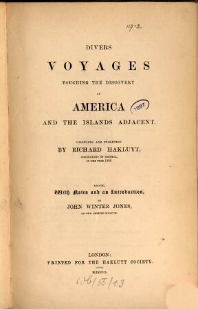 Divers voyages touching the discovery of America and the islands adjacent