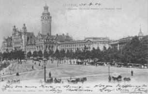 Leipzig: Rossplatz mit neuem Rathaus und Deutscher Bank