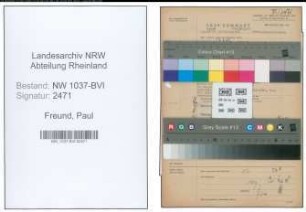 Entnazifizierung Paul Freund , geb. 07.10.1893 (Stadtinspektor)