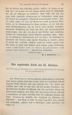 89-108 Vier ungedruckte Briefe von Cl. Brentano