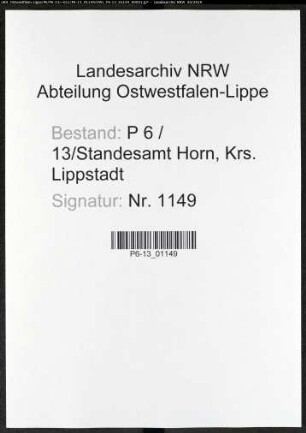 Sterberegister Standesamt Horn