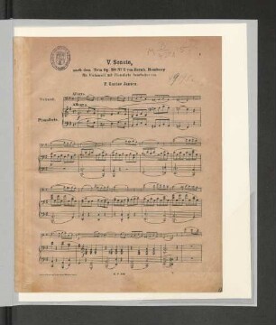 V. Sonate, nach dem Trio Op. 38 No. 2 von Bernh. Romberg für Violoncell mit Pianoforte bearbeitet von F. Gustav Jansen. [Pianoforte.]