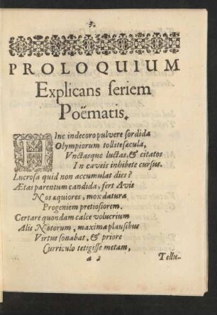 Proloquium Explicans seriem Poematis.