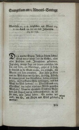 Evangelium am 1. Advents-Sontage.