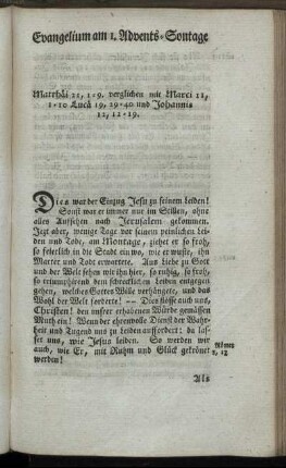 Evangelium am 1. Advents-Sontage.